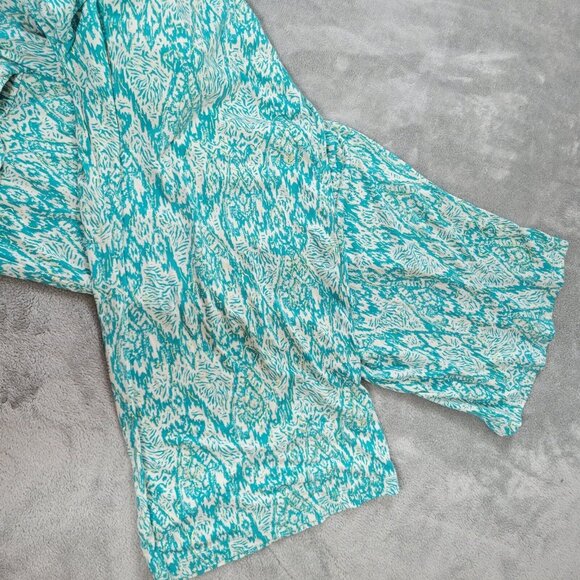 Iman Womens Pants 2X Plus Long Palazzo Pull On Blue Watercolor WAT64E - Picture 4 of 8